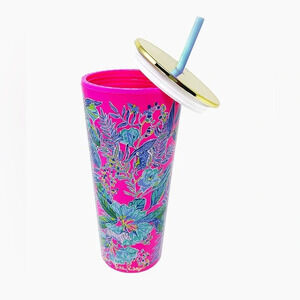 LILLY PULITZER Lil Earned Stripes Tumbler with‎ Straw 24oz.